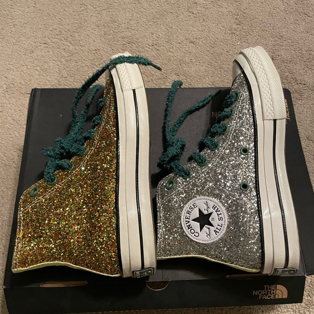 RARE NEW Converse Chuck Taylor All Star JW Anderson Glitter Gold Silver - Picture 6 of 8